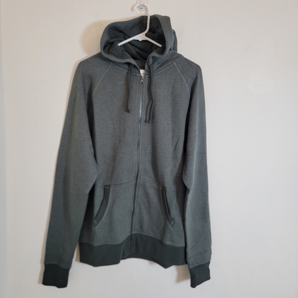 Pact One For All Zip Hoodie Unisex Shadow Gray Large 100% Organic Cotton NWOT